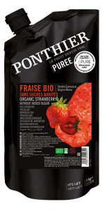 Chilled fruit purees 1kgOrganic Strawberry without added sugar ponthier