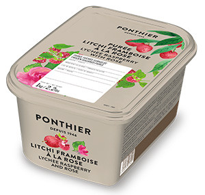 Purées de fruit surgelées 1kg Litchi Framboise à la Rose ponthier