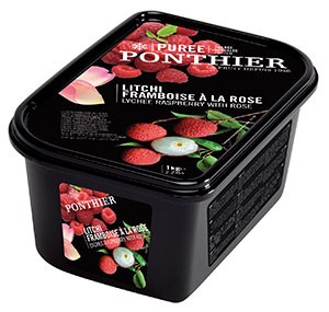 Frozen fruit purees 1kg Lychee Raspberry and Rose ponthier