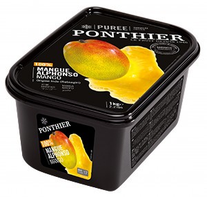 Frozen fruit purees 1kg Alphonso Mango 100% ponthier