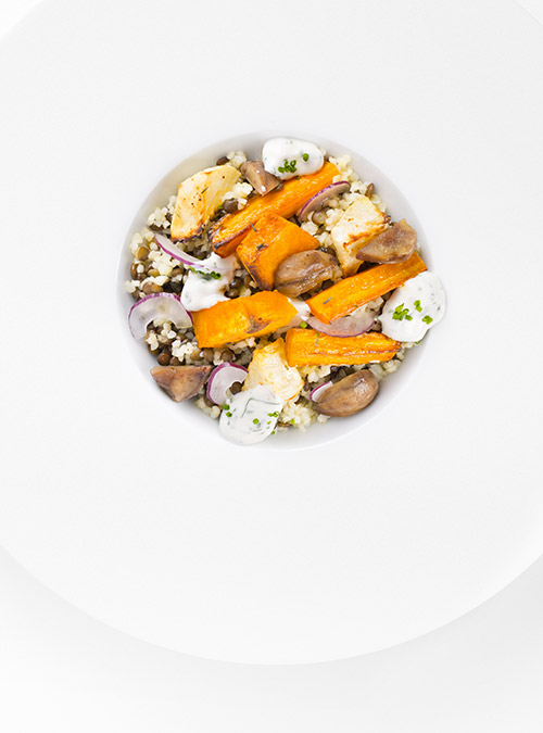 Ponthier - Lentilles et boulgour aux marrons et légumes rôtis