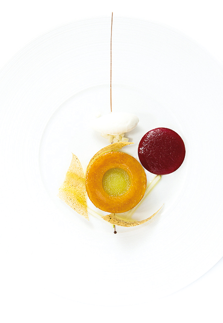 Ponthier - Granny Smith green apple Tarte Tatin, red beetroot