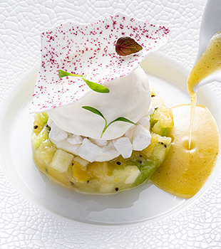 recette Ponthier Plated dessert with PGI Adour Kiwi   