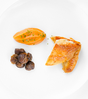recette Ponthier Roasted chicken with chestnuts, sweet potato purée with fresh herbs Chestnut  